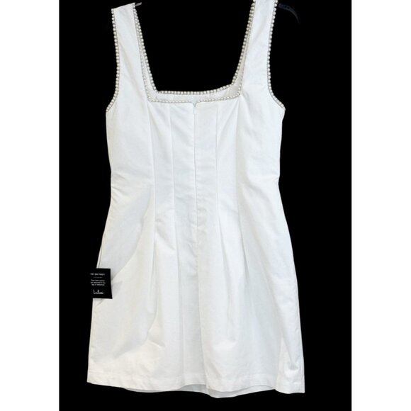 Lulu's Women's Pure Hearted Pearl Square Neck Dress White Size L NWT - Picture 3 of 8